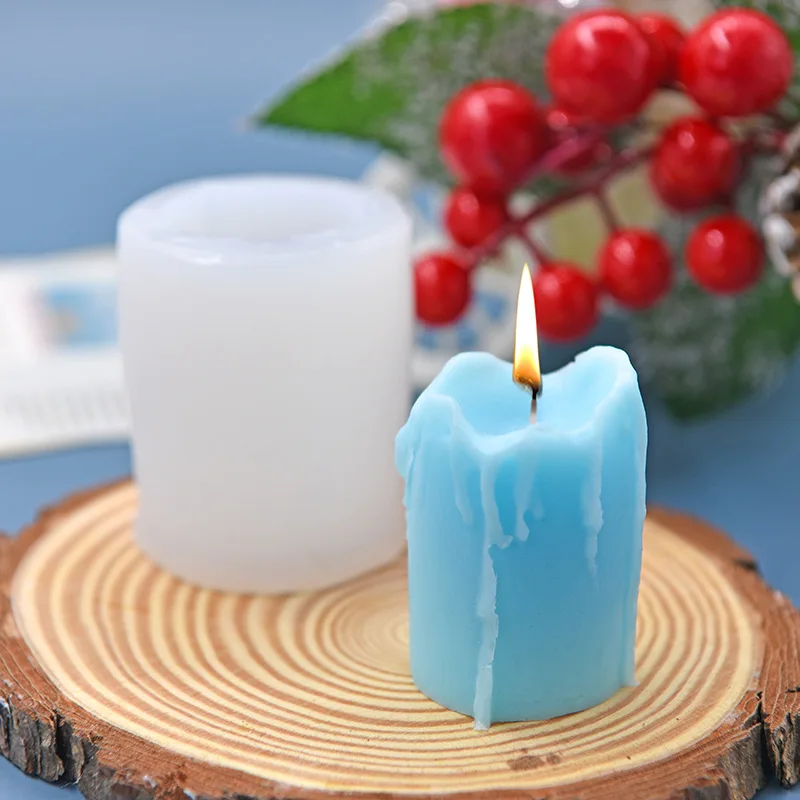 Pillar Candle Molds for Candle Making Round Scent Candle Silicone Molds Mini Plaster Molds Birthday Candle Decoration Clay Mold