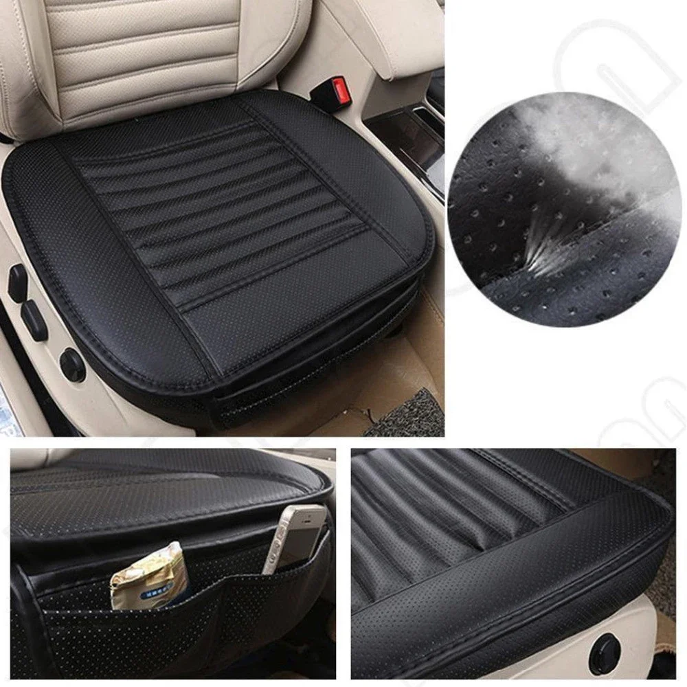 Edge Wrapping Comfortable Car Front Seat Covers Seat Protectors BLACK Seat Cushion Covers for Auto with PU Leather(Beige)