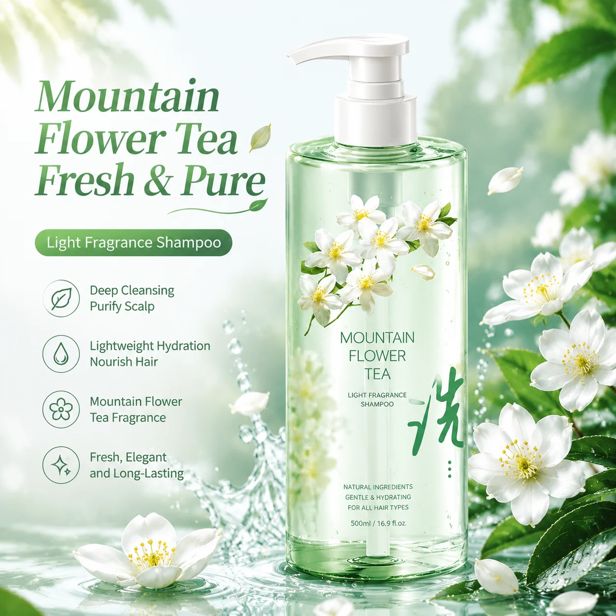 

Camellia amino acid shampoo with long-lasting fragrance, soft and fluffy oil control fragrance, shampoo and shower gel