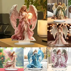 Bohemian Angel Statue with Elegant Wings,2D Flat Acrylic Figurine,Home,Office,Cafe,room,Studio,display Case,Table Ornament Decor
