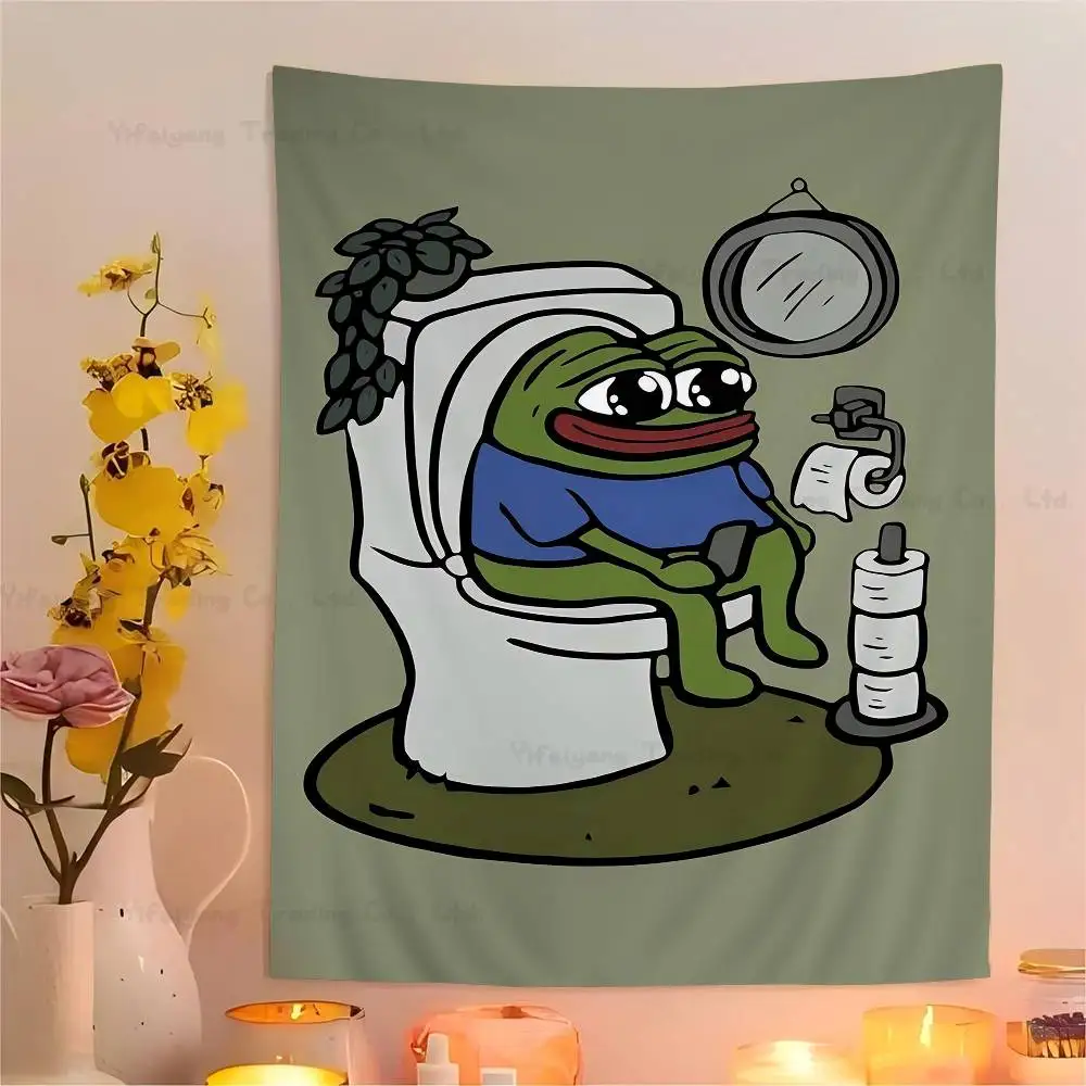 Tapiz de dibujos animados de rana triste Pepe, arte, ciencia ficción, decoración del hogar, arte, decoración del hogar