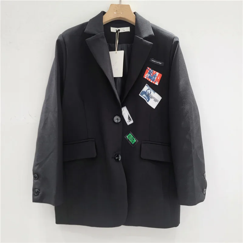 

SuperAen Women Spring and Autumn 2026 New High Street Printed Patchwork Single-breasted Coats Fashion Korean Style Loose Coats