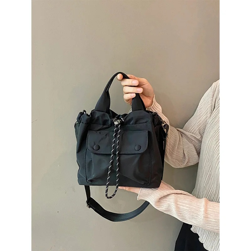 Ur Summer Texture 2024 New Small Bag Versitile Fashion Casual High-Grade Drawstring Portable Shoulder Bucket Bag