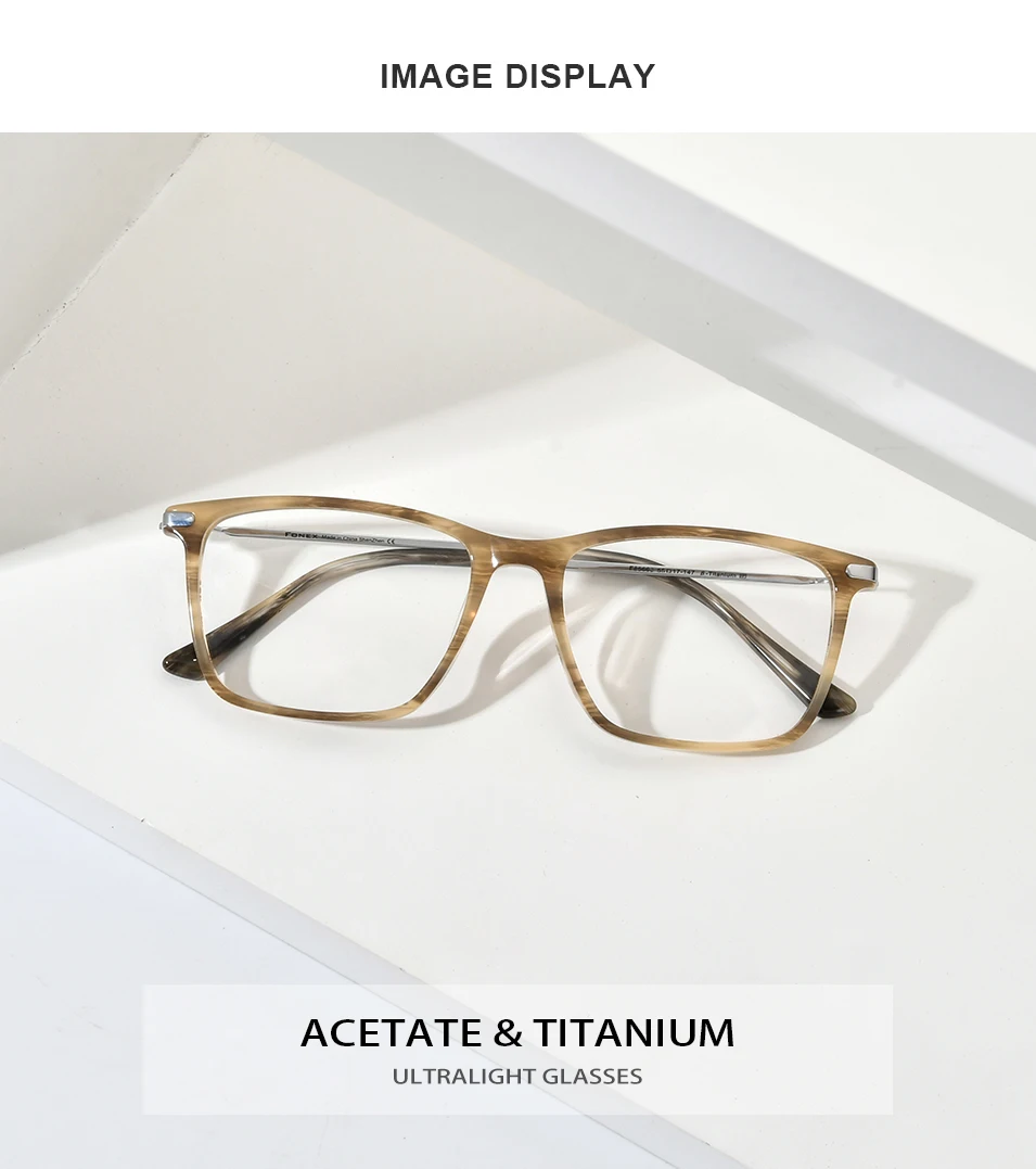 FONEX Acetat Titan Brille Rahmen Männer Marke Design Vintage Retro Quadratische Brillen Frauen Spektakel Japanische Brillen 85668 – Detail 1