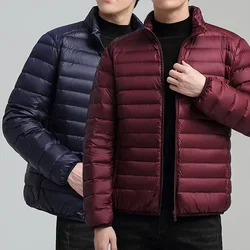 Parkas chauds en duvet de coton à col montant pour hommes, vestes optiques décontractées, monochromatique, léger, rembourrage, combinaison d'hiver