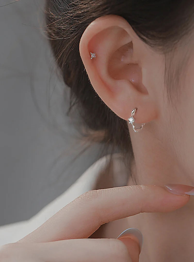 Möbius-Streifen aus 925er-Sterlingsilber, Zirkon, gewellt, gedrehte Ohrringe, luxuriöse Damen-Verlobungszubehör, Schmuck, verhindert Allergien – Detail 9