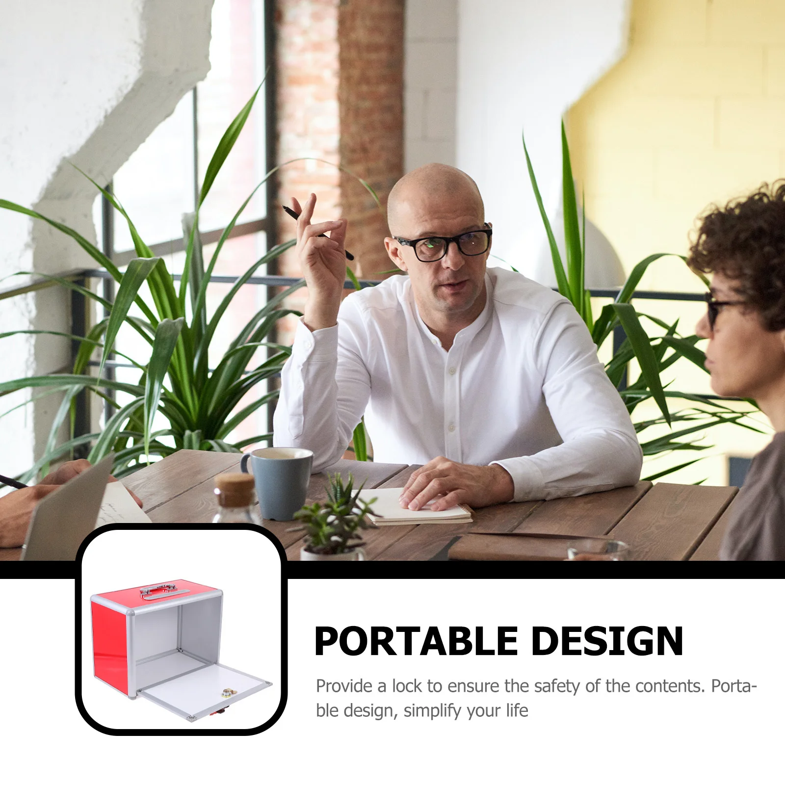 

1Pcs Portable Aluminium Alloy Edges Ballot Box Red Reusable Multipurpose Voting Box for Events Ballot Boxes