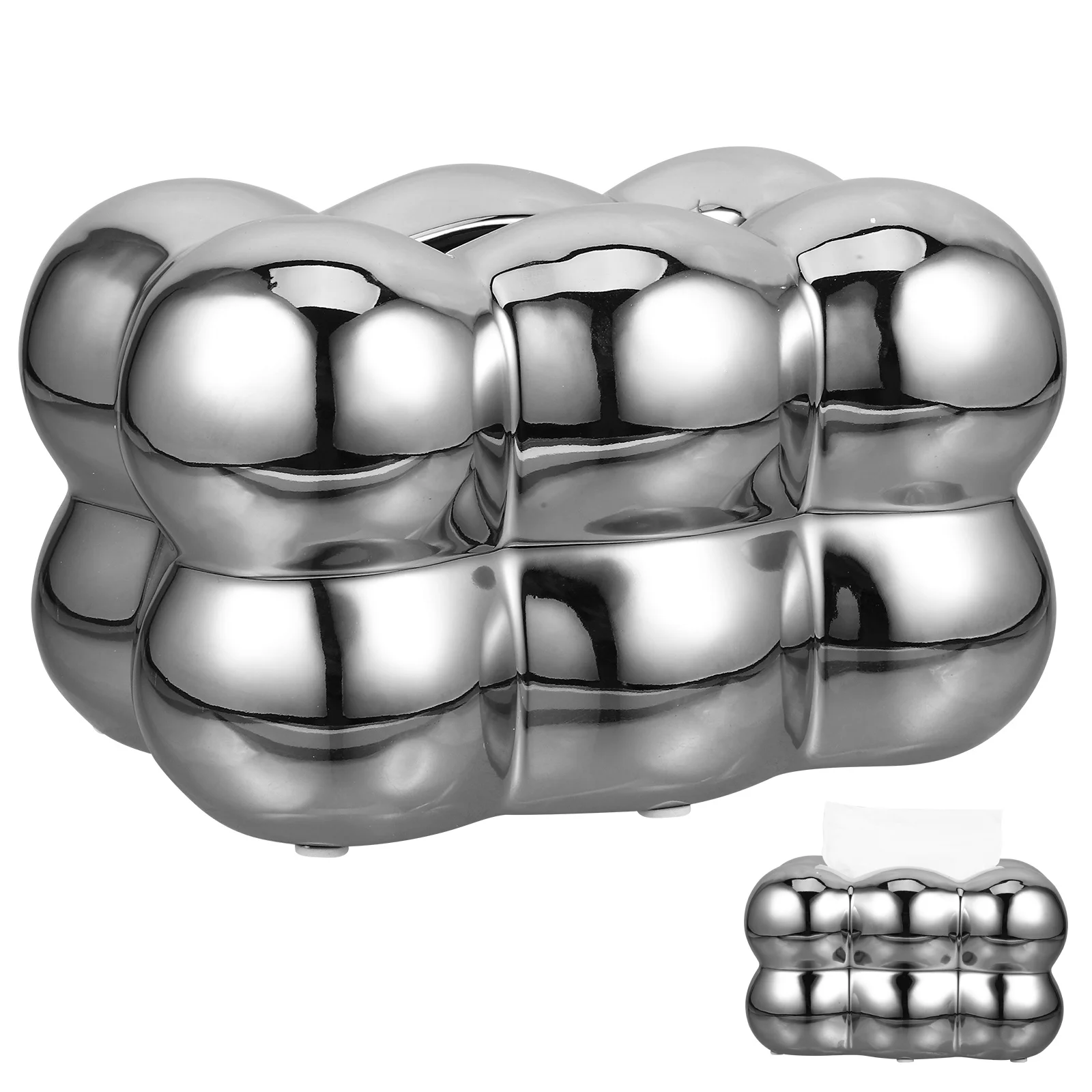 صندوق مناديل سيراميك مصمم على شكل فقاعات إبداعية، حامل مناديل سطح المكتب، سعة كبيرة للحمام وغرفة النوم والمكتب المنزلي #5