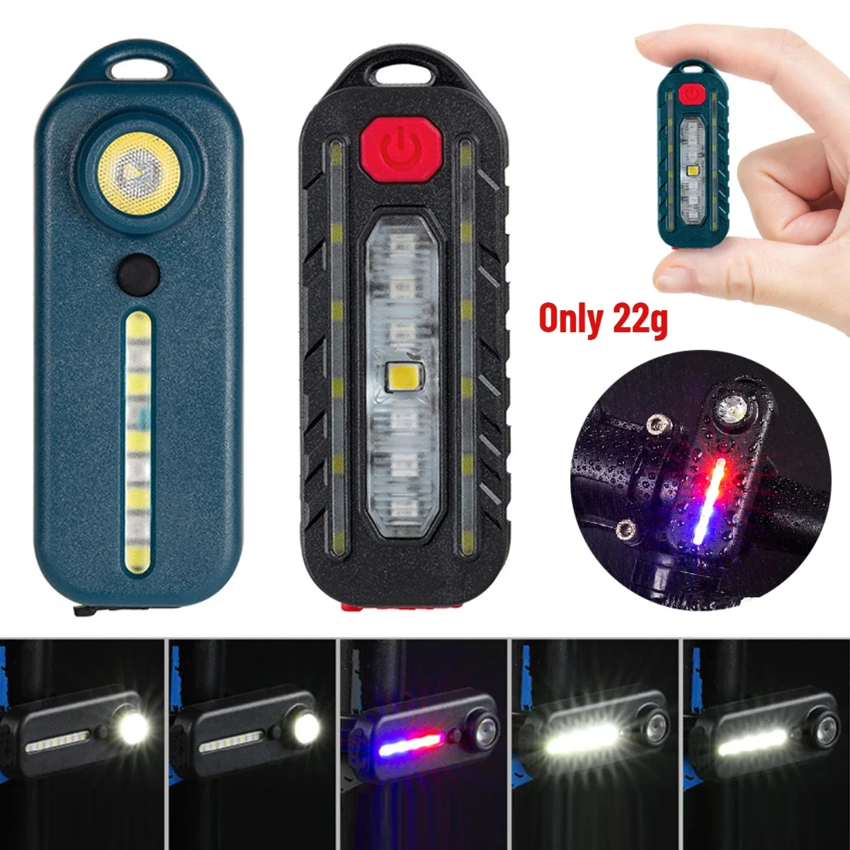 Mini LED Flashlight Tactical Police Shoulder Light with Clip USB Rechargeable Keychain Flashlight Outdoor Warning Flashing Light