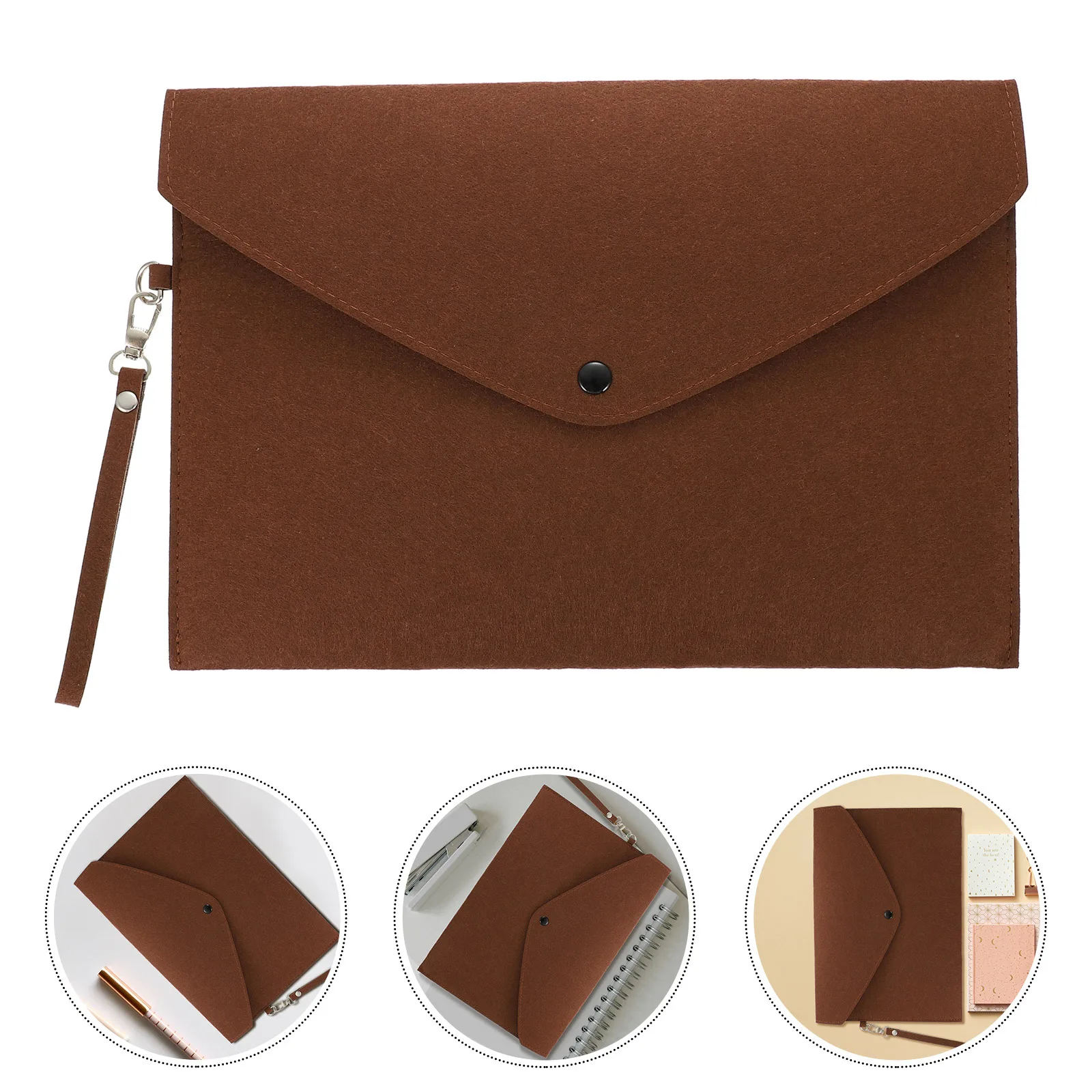 Press Stud Document Pouch A4 Felt File Folder Waterproof Business Card Holder Secure Clasp Portable Organizer Folders For