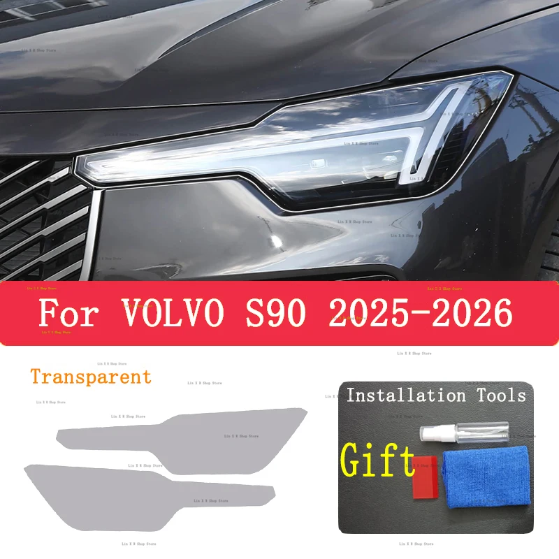 

For VOLVO S90 (2025-2026) Car Headlights Protective Film Front Headlamp Cover Smoked Black TPU Film Accessories Sticker