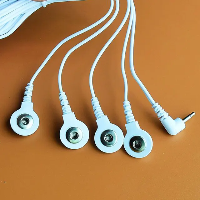1 szt. 2/4 przyciski elektroda do elektroterapii przewody porażenia prądem kabel do masażu Tens kabel połączeniowy masaż relaksacyjny