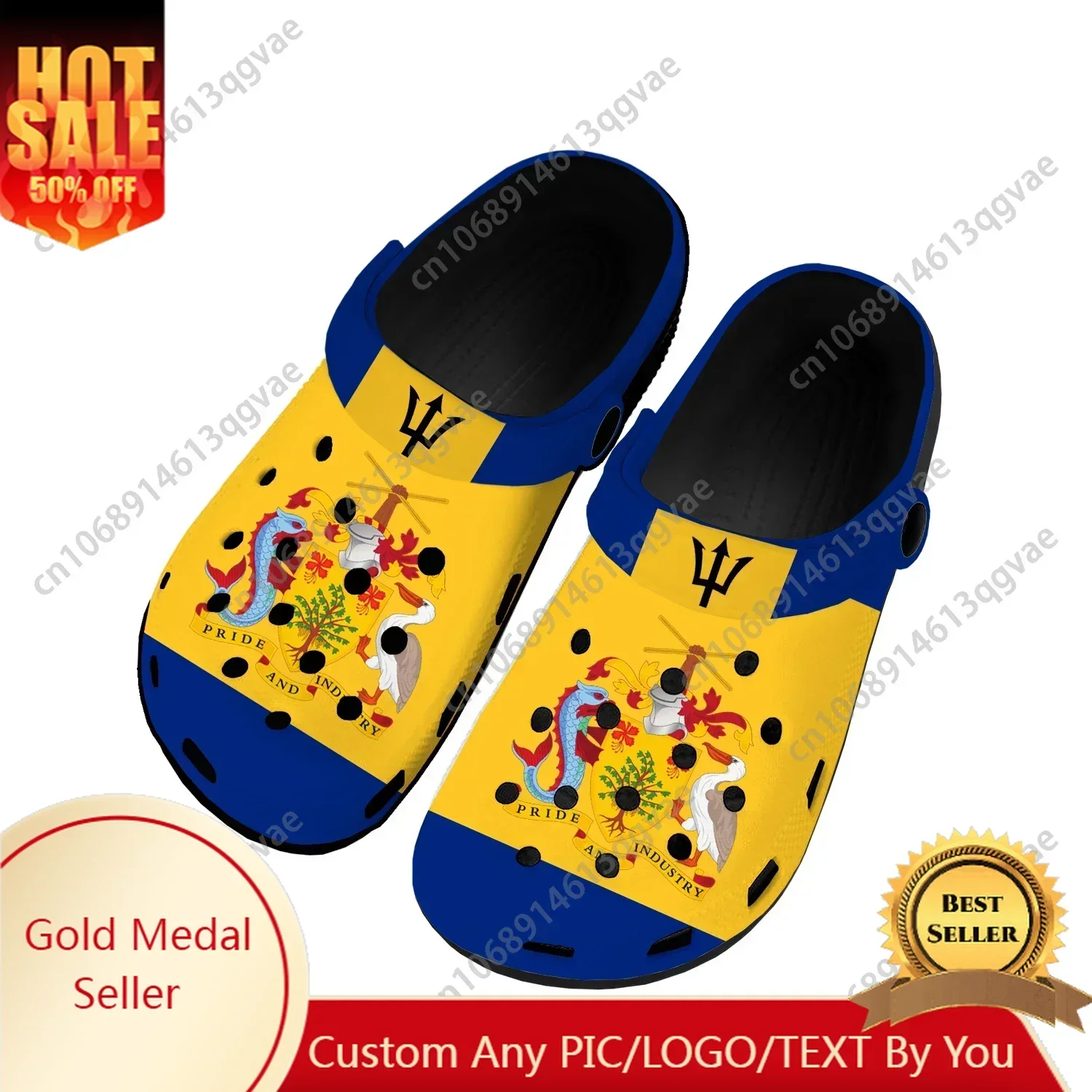 

Barbados Flag Home Clogs Custom Water Shoes Mens Womens Teenager Barbados Shoe Garden Clog Breathable Beach Hole Slippers