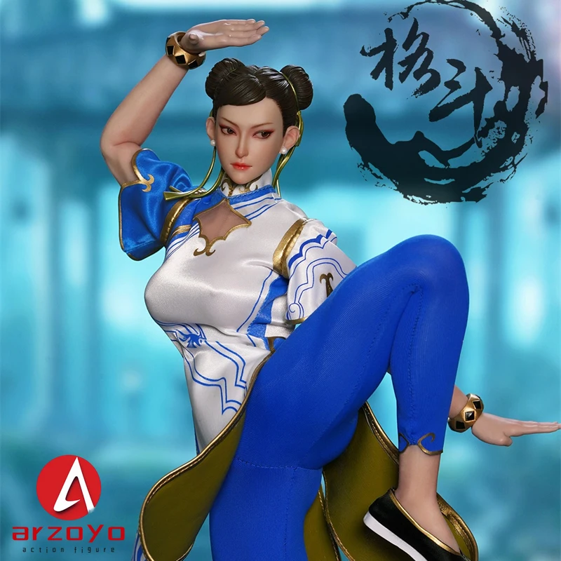 2025 Q2 PLAY TOY P026 1/6 Chunli Movable Eyes Action Figure 12'' Female Soldier Blue cheongsam Figurine Full Set Collectible Toy