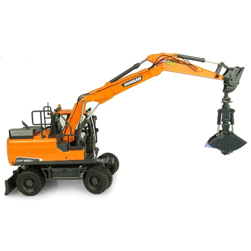 Diecast 1:50 Scale Doosan DX160W Wheeled Excavator Alloy Engineering Vehicle Model Collection Souvenir Ornaments Display