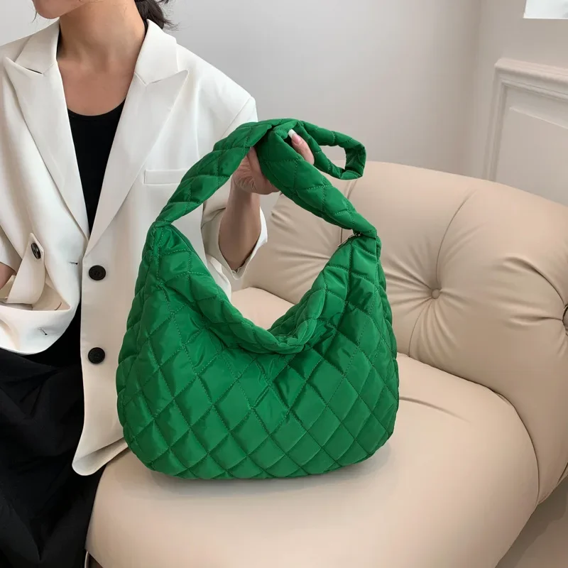 

Women's bag simple solid color tote bag diamond large capacity casual shoulder bag