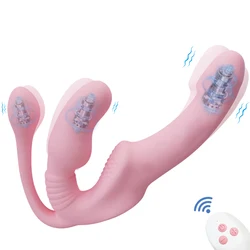 3 in 1 Vibrator G-Spot Stimulate Clitoris Strapless Strap on Dildo Vibrator Anal Plug Massager Lesbian  Sex Toy for Couple