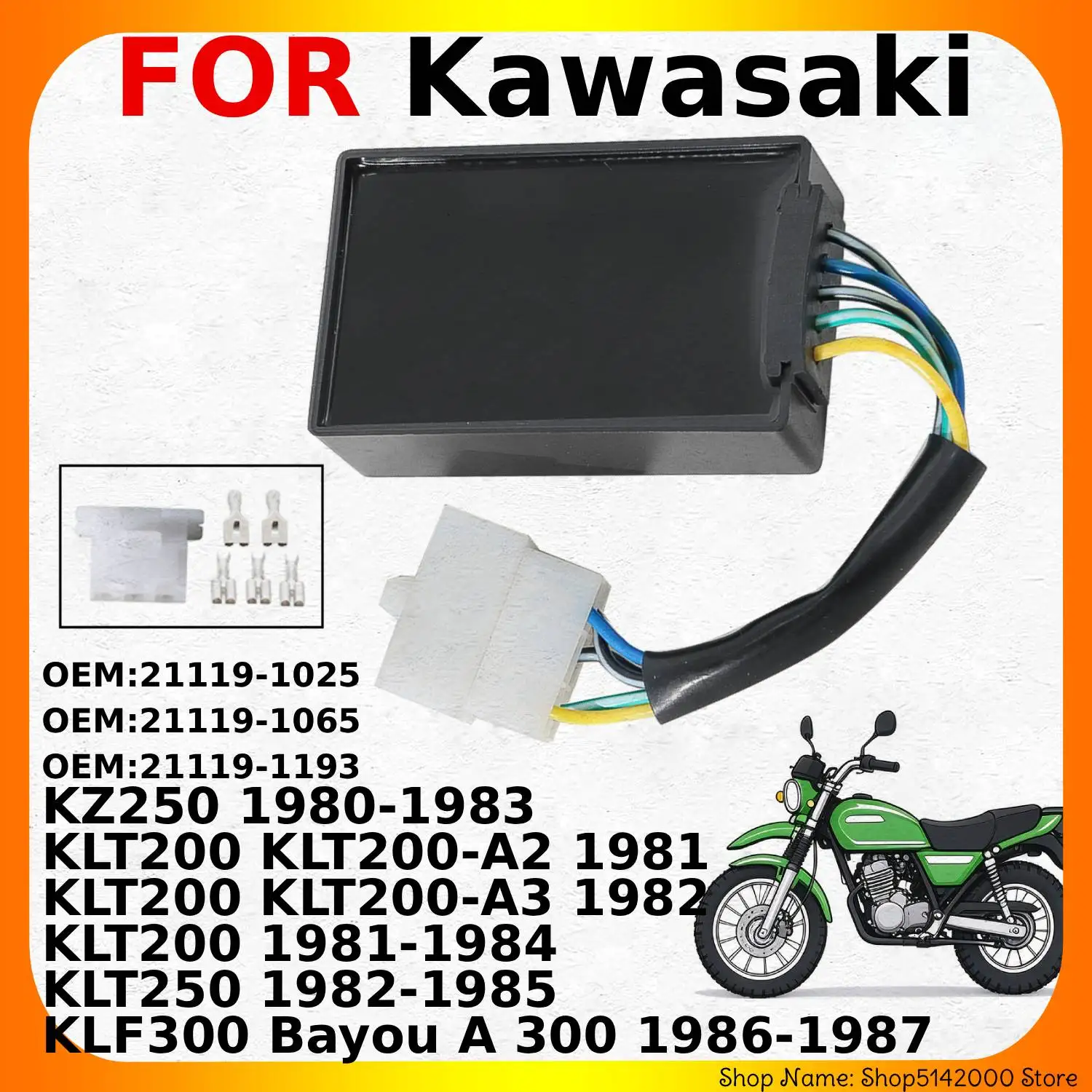 For Kawasaki KZ250 KLT200 KLT250 KLF300 Bayou 300 Motorcycle Ignition CDI Unit 21119-1025 ATV Dirt Bike Ignition Control Module