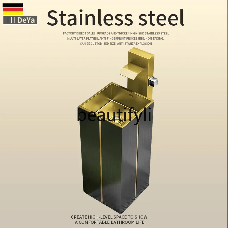 

ssK178 ss 25Stainless steel column basin creative floor wash basin hotel bathroom wash basin