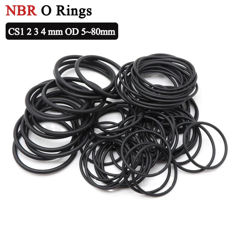 

50pcs Black NBR O Rings CS1 2 3 4 mm OD 5~80mm Automobile Nitrile Rubber Washer Round Nontoxic Corrosion Oil Resist Seal Gasket