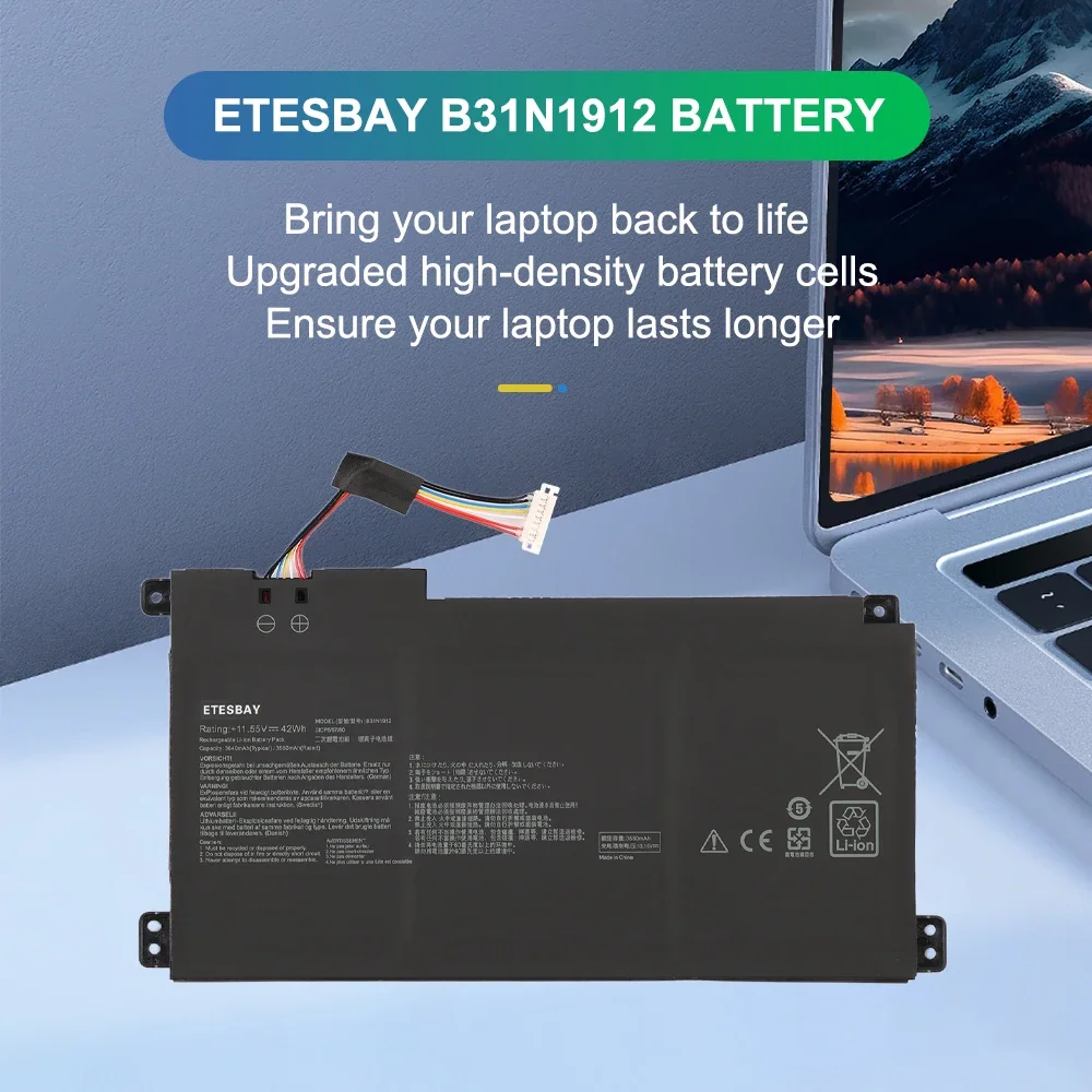 ETESBAY B31N1912 C31N1912 For ASUS VivoBook 14 E410MA L410MA E410KA E510MA E510KA F414MA E410MA-EK026TS EK018TS  Laptop Battery