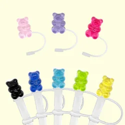 Cute Bear Shape Straw Cap Covers For Stanley 30&40 Oz Tumbler 8mm Reusable Silicone Dustproof Plug Straw Toppers Cup Accessories