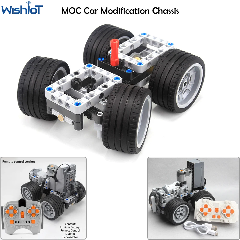 MOC Basic Car Chassis for Sports Car Modification Support Redesign Motors Shock Absorbing Steering Suspension Building Blocks