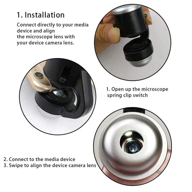 Mobile Phone Microscope 30 Times The Function, With LED Light HD Image