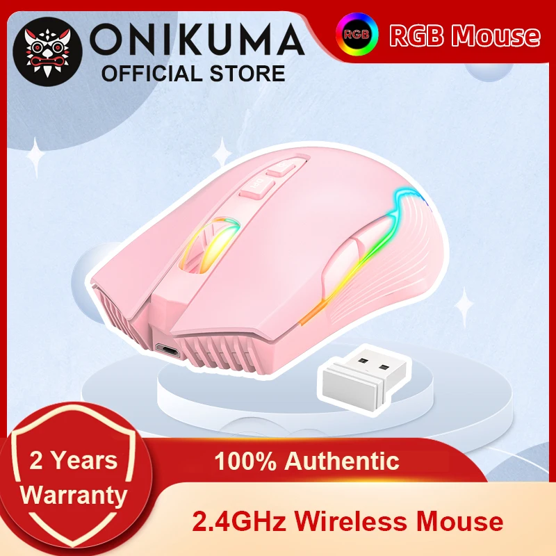 ONIKUMA CW905 2.4GHz Wireless Mouse 7 Programming Buttons Adjustable 4 Levels 3600DPI Gaming Mice with Breathing LED Colors