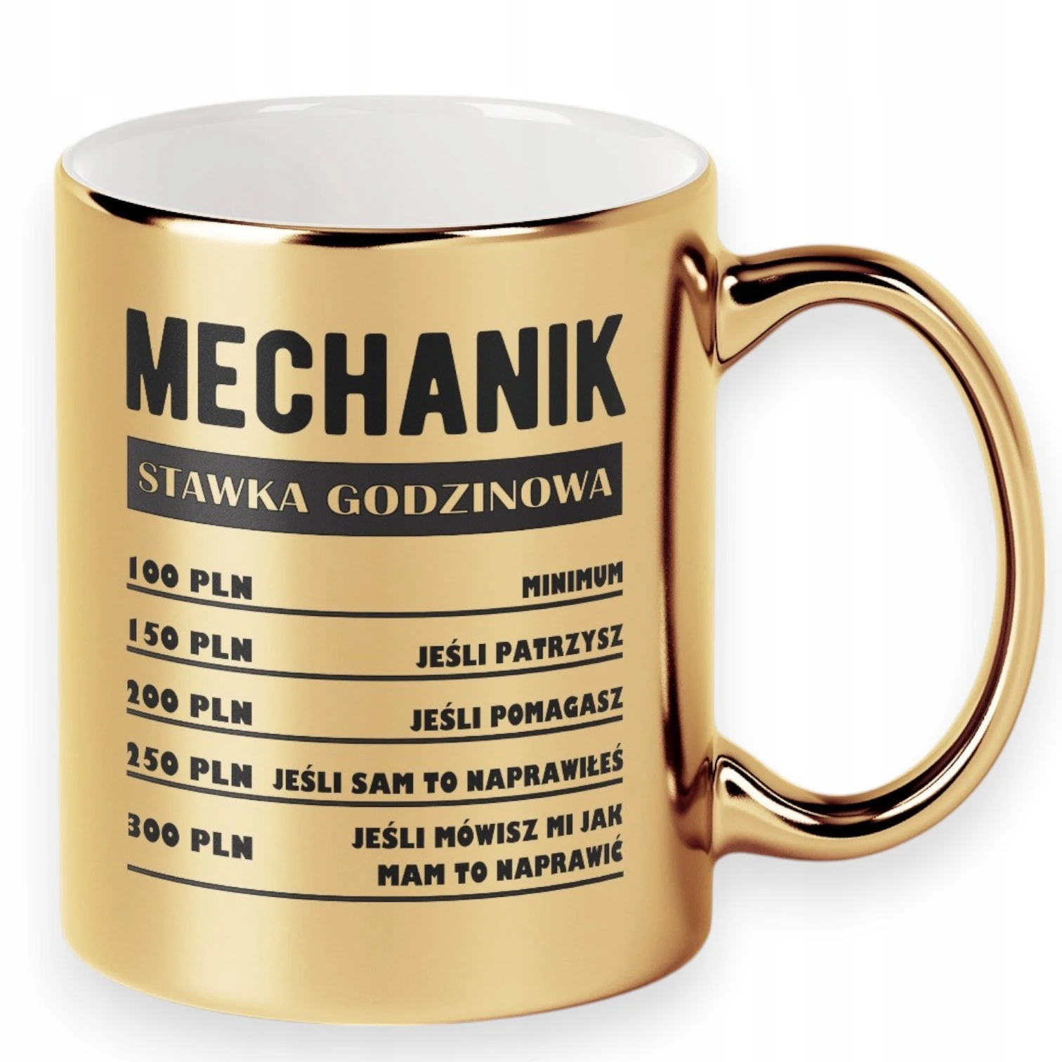 Kubek złoty prezent dlamechanika urodziny śmieszny faceta N31 duży kubek 330 ml
