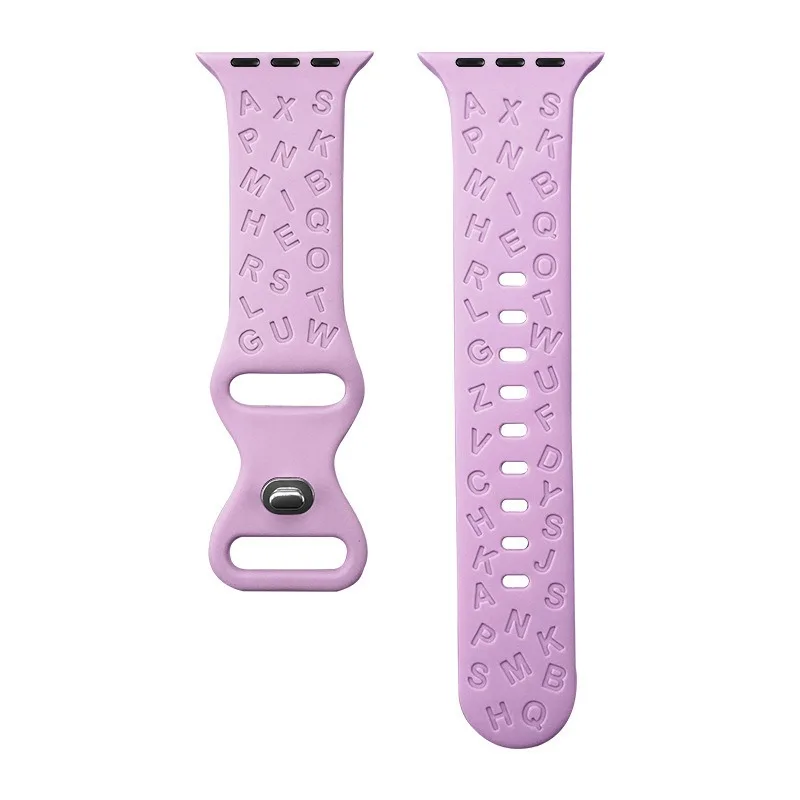 Siliconen Band Voor Apple Watch Ultra2 49Mm 44Mm 40Mm 45Mm 41Mm 38Mm 42Mm Gegraveerde Band Voor Iwatch Serie 9 8 7 6 5 4 Armband