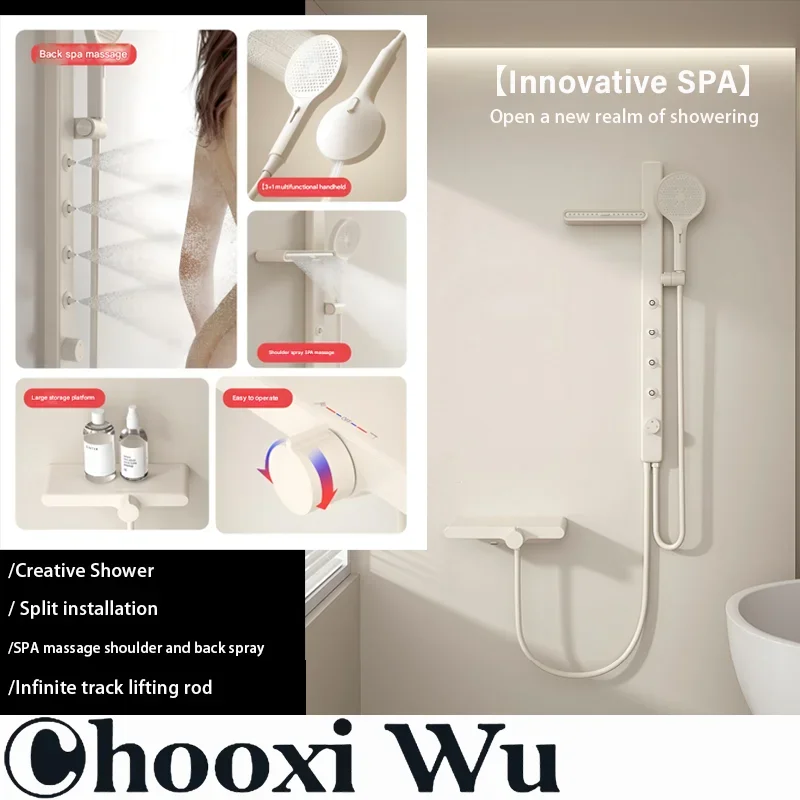 

CHOOXIWU-Digital Piano Shower Set Gray For Bathroom White Smart Tub Faucet Waterfall Shower System Rain Shower System LED