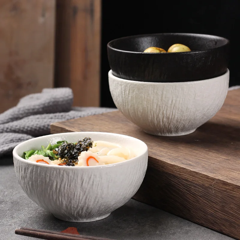 

Керамическая миска для риса, ложка для супа, минималистичная роскошная черно-белая посуда в японском стиле для дома и столовой