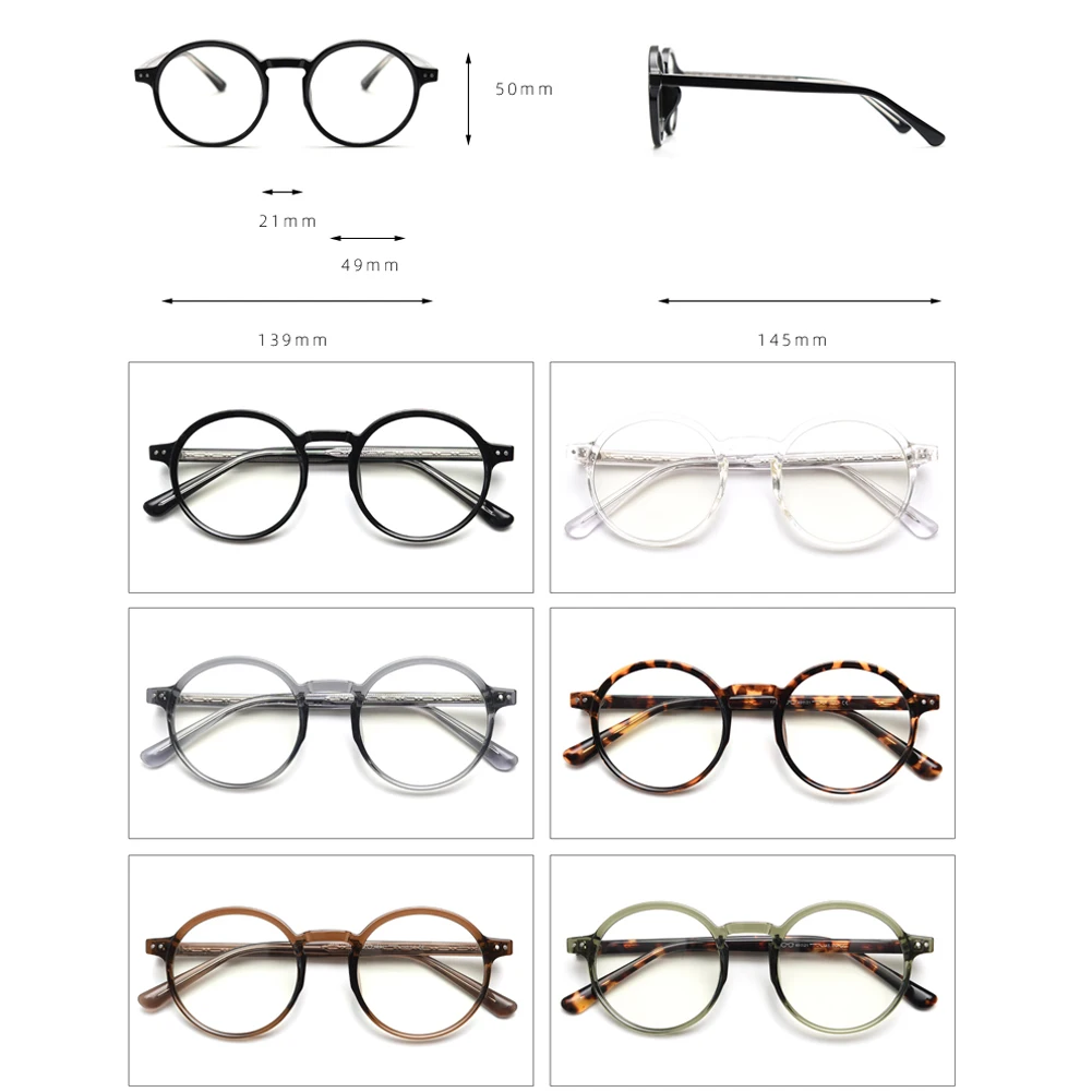 Peekaboo korean style round glasses female men TR90 retro optical glasses frame women clear lens green leopard acetate male