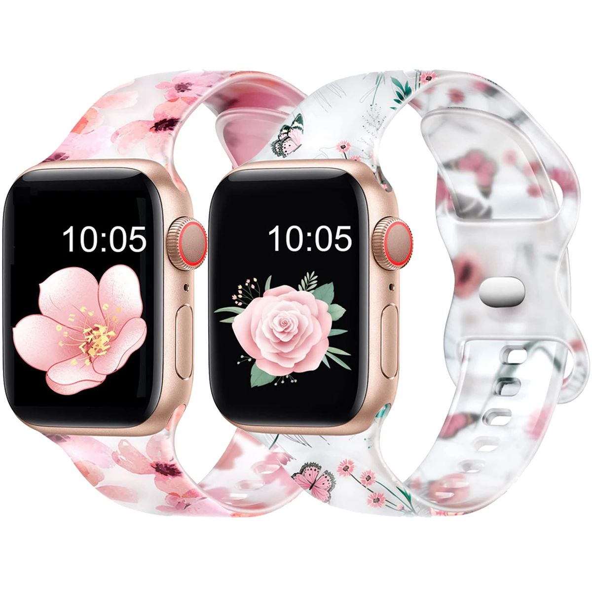 Drucken Blume Silikonarmband für Apple Watch Band 45mm 41 44mm 40mm 42 38 49mm Armband iWatch Serie