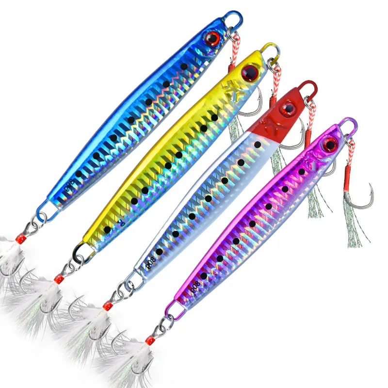 

1pcs 25g-180g Metal Cast Jig Spoon Luminous Casting Fishing with Double Assist Hook Deep-sea Boat Fishing Sardine Slider Jigging