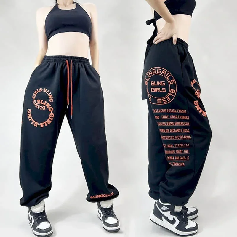 

Pop Oversize Jazz Pants Vintage Trousers Loose Sport Streetwear Women Clothing Hip-hop Women's Pants Straight Casual Printed Pan