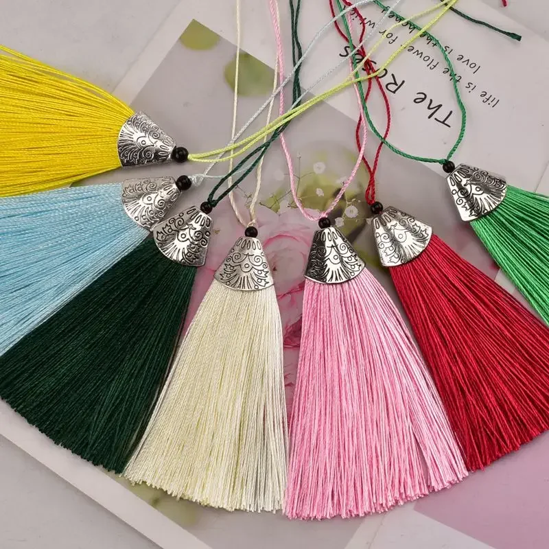 5pcs/lot 8cm Fish Mouth Cap Silk Tassel Fringe Brush Trim Decorative Tassel Trim Key for DIY Embellish Curtain Accessories Parts