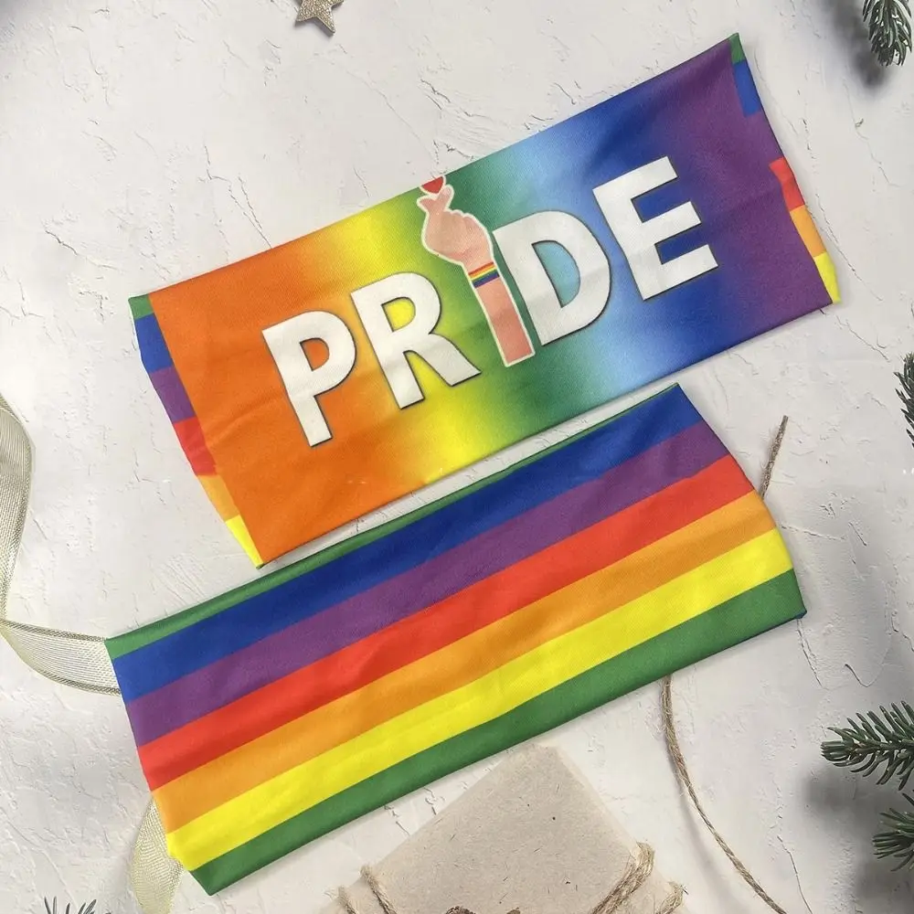 Sweet Parade Rainbow Elastic Headband Soft Breathable Rainbow Headband Face Wash Yoga Sports Hairband Sports Hairband Party