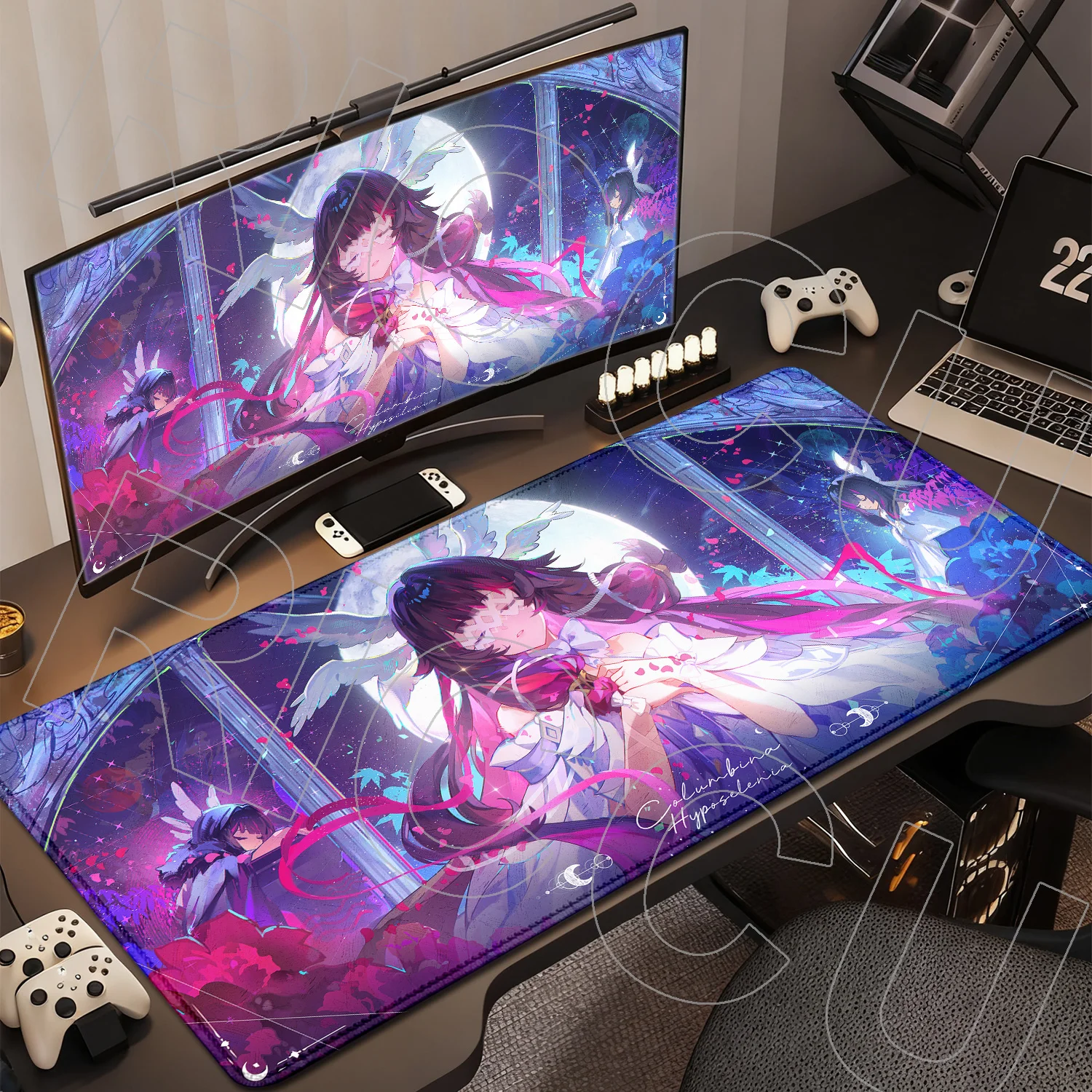 

HD XXL Коврик для мыши Genshin Impact Columbia, милый кавайный коврик для девочек, 900x400 мм, большой коврик для ПК, игровой коврик для ноутбука, настольный коврик