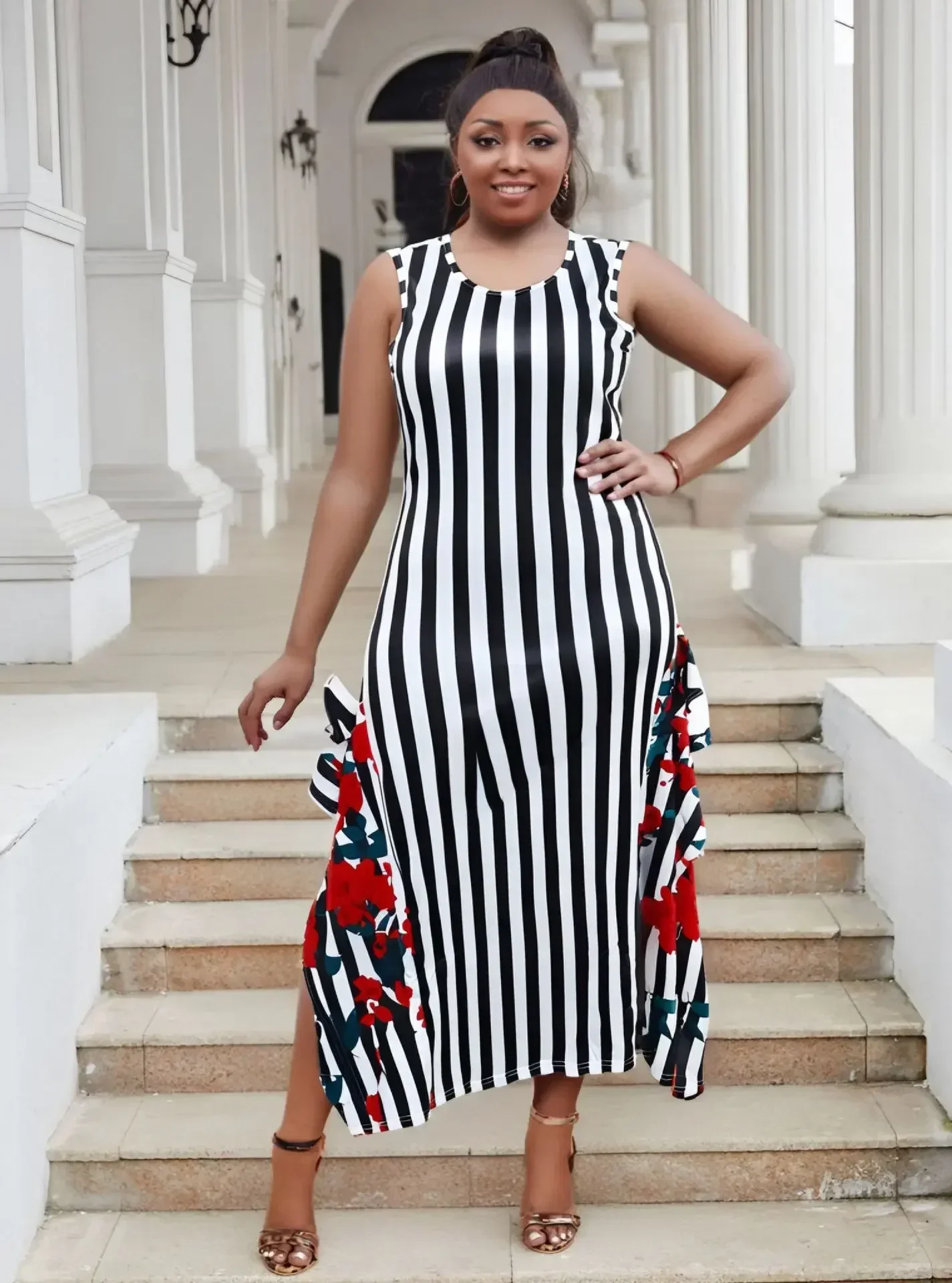 Sukienki afrykańskie plus size na zamówienie dla kobiet, letnia moda, afrykańska sukienka bez rękawów z nadrukiem, długa sukienka Dashiki, odzież afrykańska.