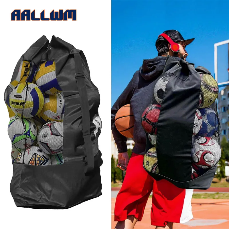 

1PCS Soccer Mesh Equipment Ball Bag w/Adjustable Shoulder Strap Design for Coach. with an Over-Sized Front Pocket for Basketball