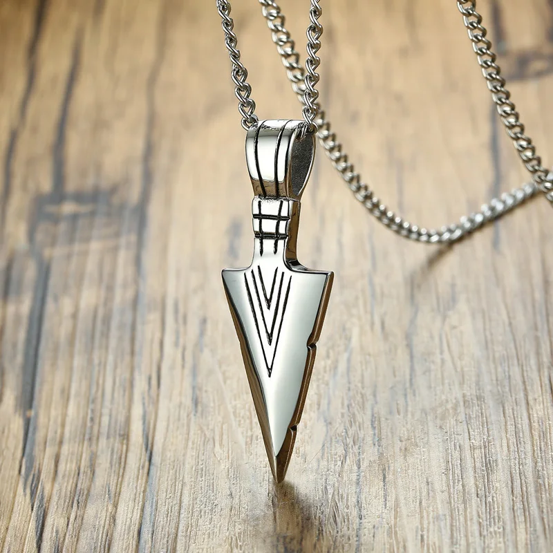 Arrow Tag Necklace, Stainless Steel V Chevron Pendant Men Dainty Jewelry