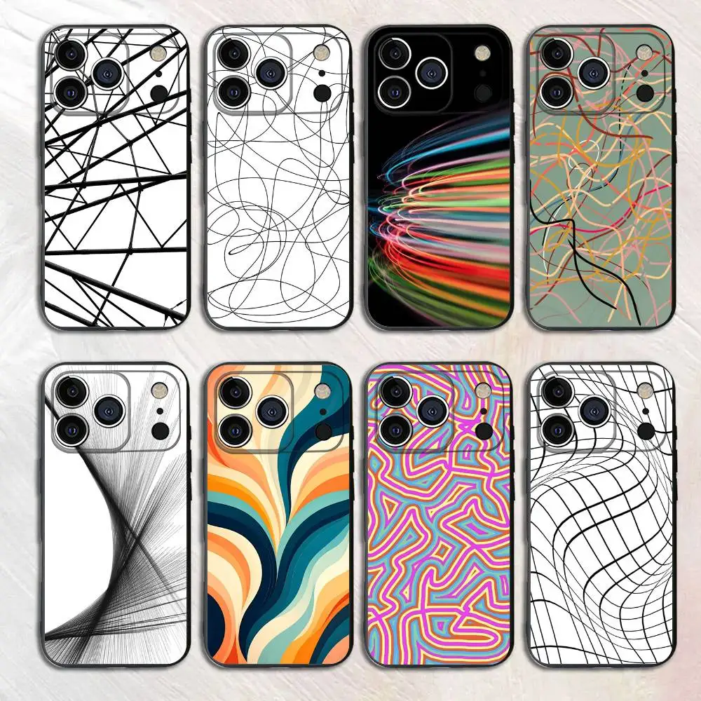 

Interlaced lines Black Matte Phone Case For iPhone 17,16,15,14,13,12,13,12,11 Pro Max Plus mini XS XR Silicone Soft Back Cover