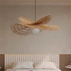 Vintage Rattan Chandelier Retro LED Weaving Pendant Lamp For Dining Room Bedroom Restaurant Bar Retro Hemp Rope pendant Lamp