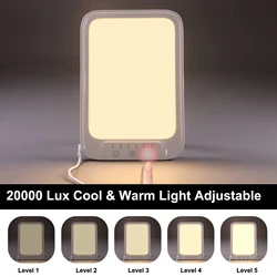 LED Daylight Lamp 20000 Lux Cool & Warm Light Therapy Lamp Against Depression Touch Control Home Daylight Lamp Dimmable Timer