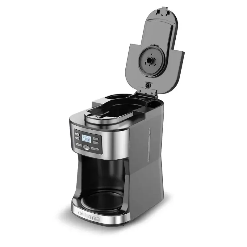 

12-Cup Programmable Grind & Brew Coffee Maker Integrated Grinder Black New Stainless Steel Glass Carafe Timer Aroma Freshness