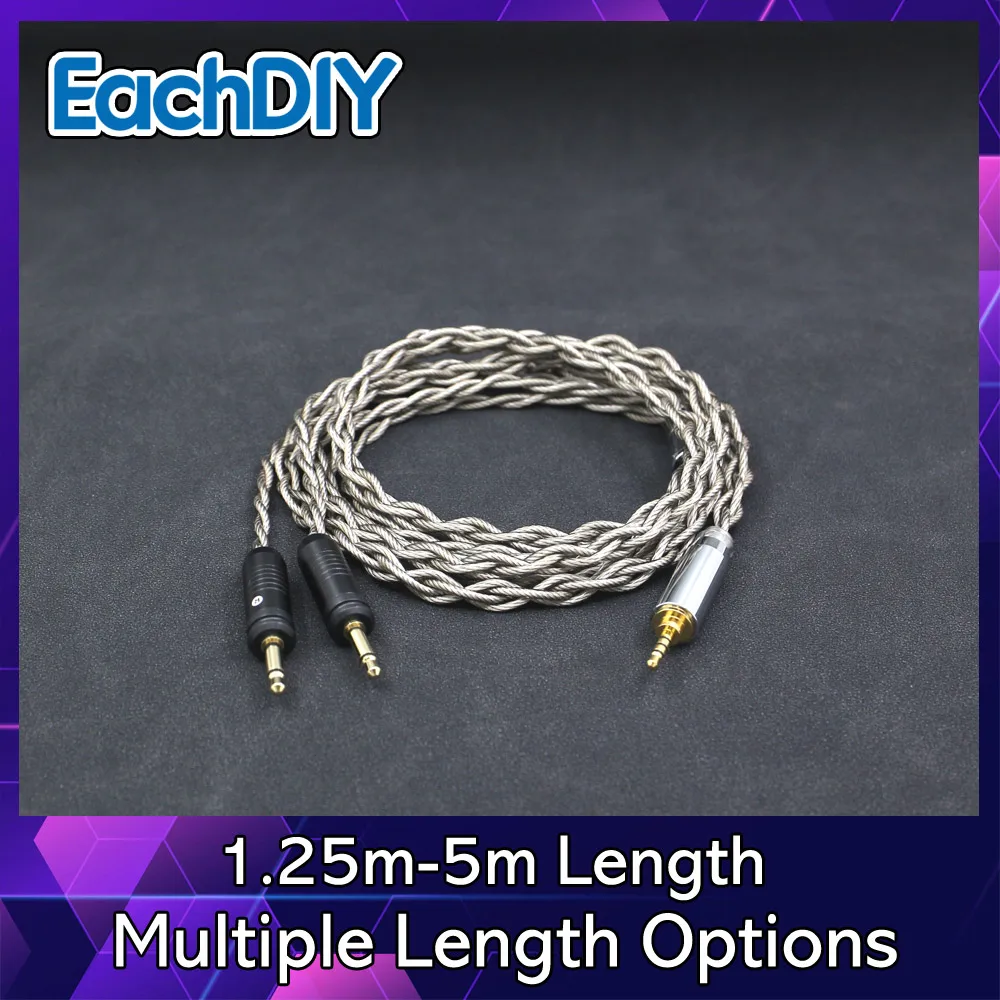 

LN008264 99% Pure Silver + Graphene Silver Plated Shield Earphone Cable For Focal Clear Elear Elex Elegia Stellia Dual 3.5mm pin