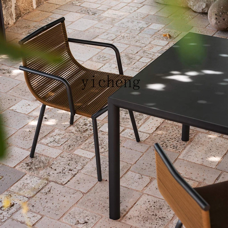 Zz طاولات وكراسي خارجية فناء مقاوم للماء واقي من الشمس B & B فندق شرفة حديقة الترفيه شرفة كرسي الروطان الأثاث #3