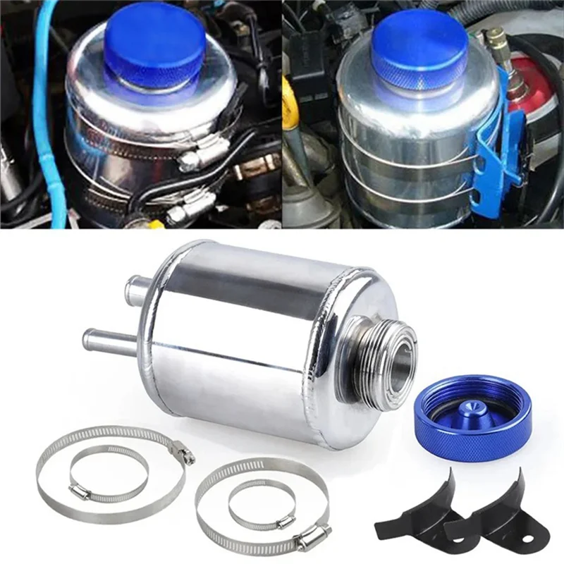 

Car Modification Universal Power Steering Reservoir Tank With Racing Clamp Aluminum Water Tank Racing Clamp